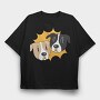 Cartoon Dog Faces, Tricou Oversize Barbati (Unisex)
