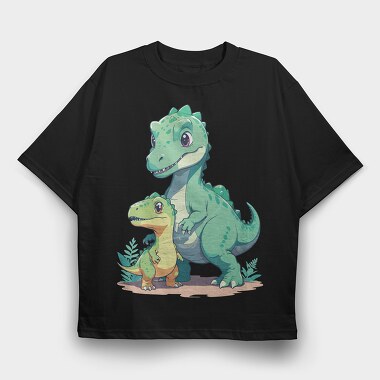 Cute Prehistoric Dinosaur Family Dinosuar, Tricou Oversize Barbati (Unisex)