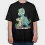 Cute Prehistoric Dinosaur Family Dinosuar, Tricou Oversize Barbati (Unisex)