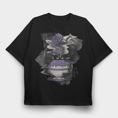 Purple Glitchy Flowers Nature Vase 10, Tricou Oversize Barbati (Unisex)