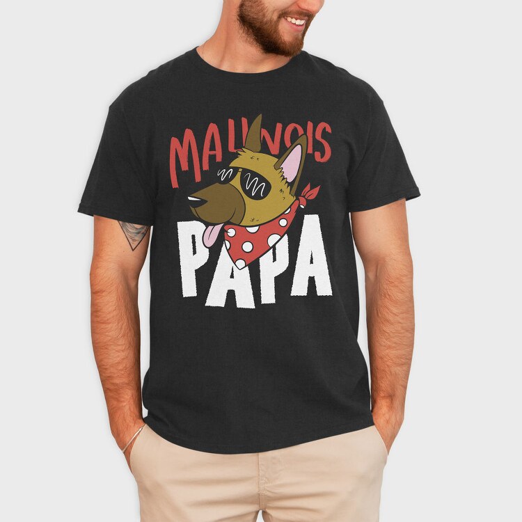 Cartoon Dog With Sunglasses Malinois Papa, Tricou Barbati (Unisex)