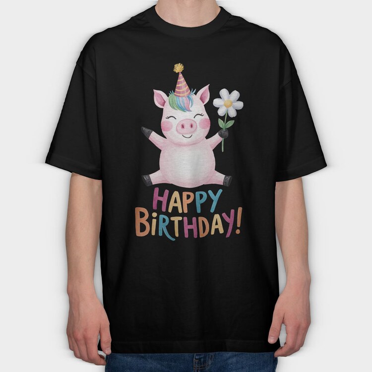 Watercolor Pig Party, Tricou Oversize Barbati (Unisex)