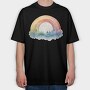 Watercolor Rainbow Moon, Tricou Oversize Barbati (Unisex)