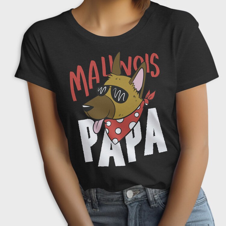 Cartoon Dog With Sunglasses Malinois Papa, Tricou Femei