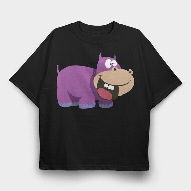 Purple Hippo Grin, Tricou Oversize Barbati (Unisex)
