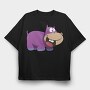 Purple Hippo Grin, Tricou Oversize Barbati (Unisex)