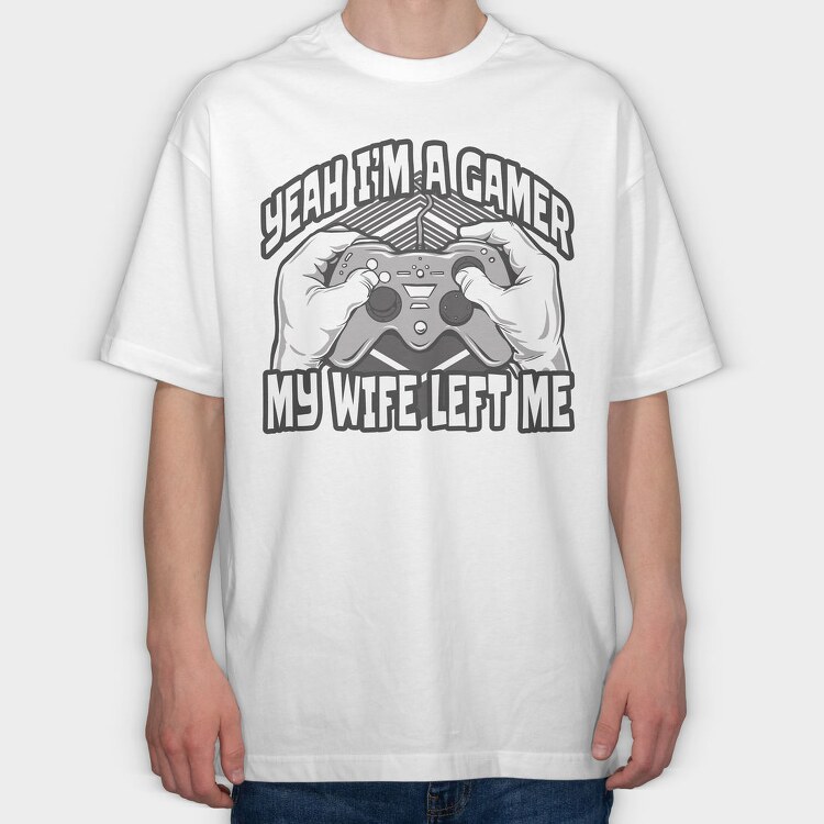 Joystick Wife Left Me, Tricou Oversize Barbati (Unisex)