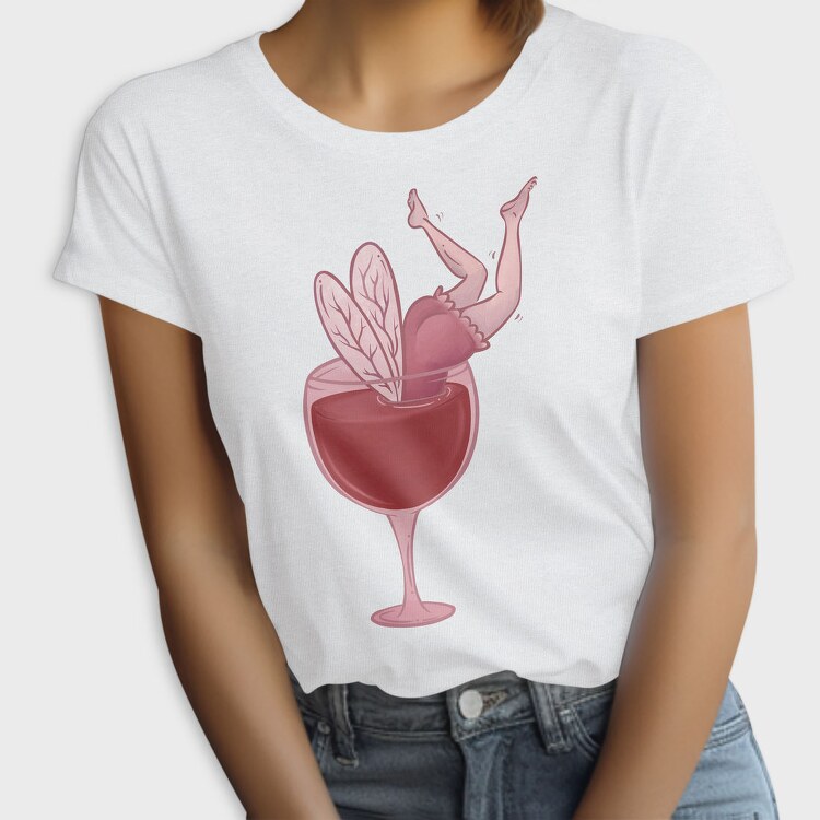 Small Drunk Fairy In Wine Glass, Tricou Femei