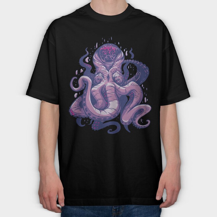 Purple Kraken, Tricou Oversize Barbati (Unisex)