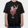 Small Drunk Fairy In Wine Glass, Tricou Oversize Barbati (Unisex)