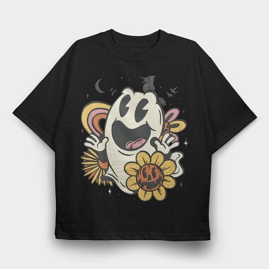 Cute Retro Ghost Halloween Vintage, Tricou Oversize Barbati (Unisex)