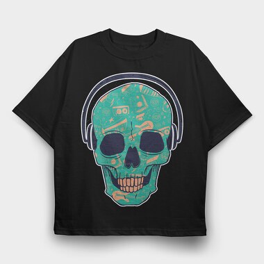 Skull Dj, Tricou Oversize Barbati (Unisex)