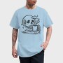 Skull Drinking Coffee Skeleton, Tricou Barbati (Unisex)