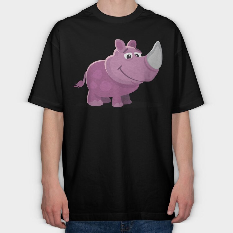 Purple Rhino Smile, Tricou Oversize Barbati (Unisex)