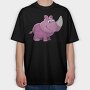 Purple Rhino Smile, Tricou Oversize Barbati (Unisex)