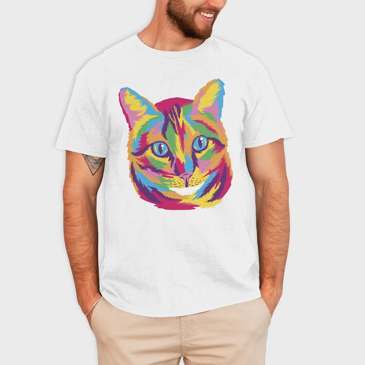 Colorful Cat Face Full Color, Tricou Barbati (Unisex)