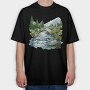Watercolor Stream Mountain, Tricou Oversize Barbati (Unisex)