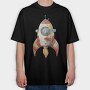 Watercolor Rocketship, Tricou Oversize Barbati (Unisex)
