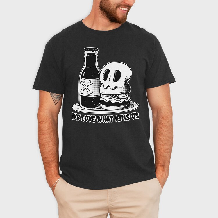 Skull Hamburguer And Beer Burguer, Tricou Barbati (Unisex)