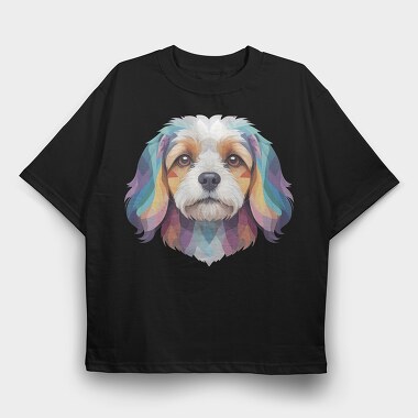 Colorful Cavachon Dog, Tricou Oversize Barbati (Unisex)