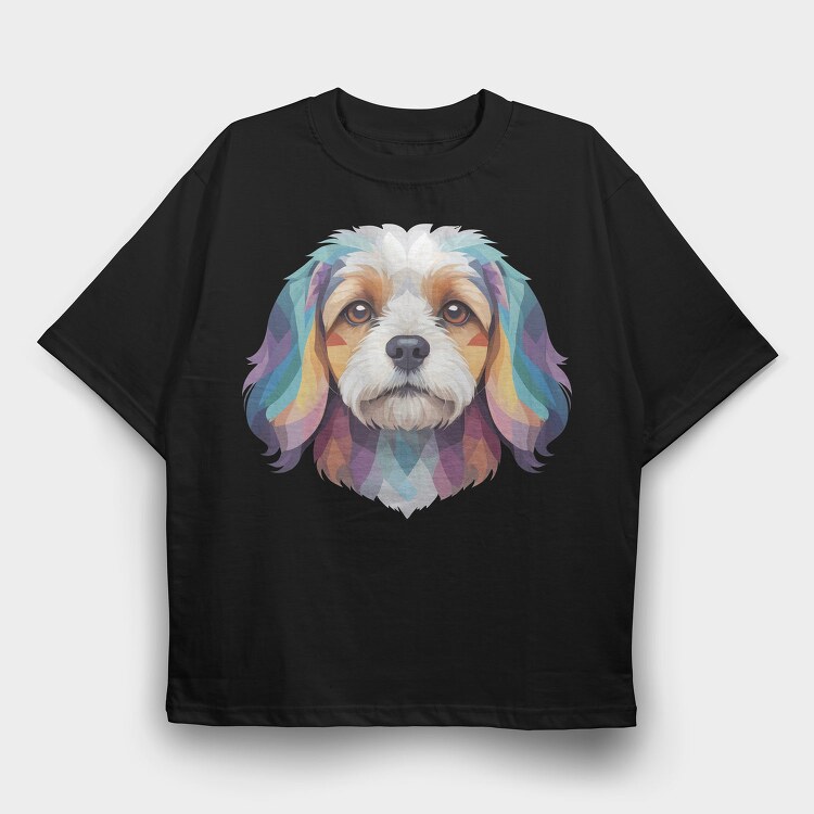 Colorful Cavachon Dog, Tricou Oversize Barbati (Unisex)