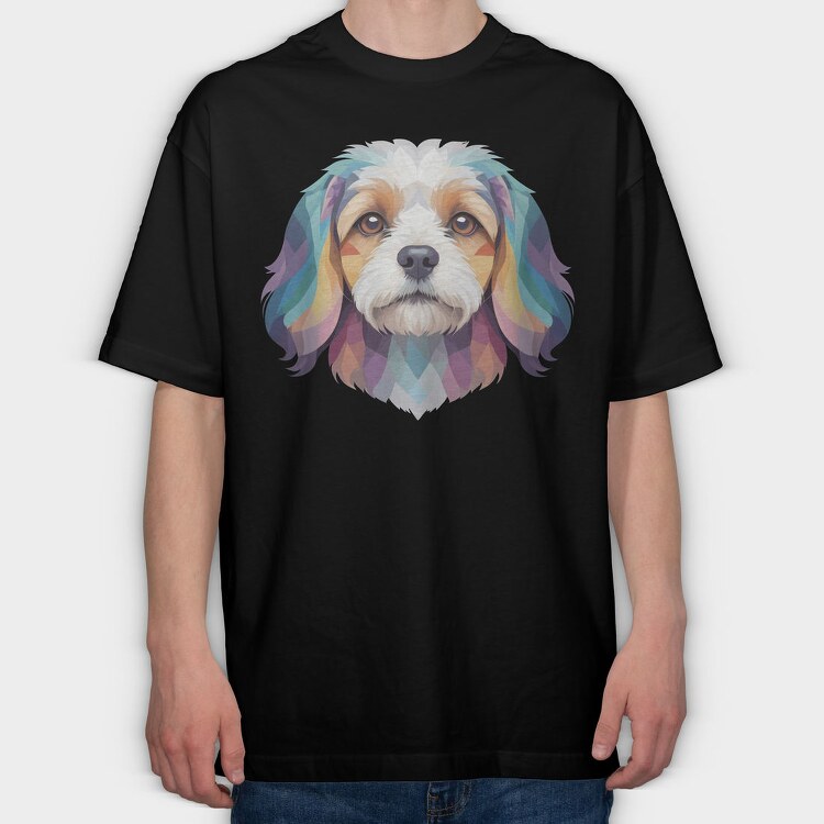 Colorful Cavachon Dog, Tricou Oversize Barbati (Unisex)