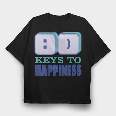 Smile Keys To Happiness Quote, Tricou Oversize Barbati (Unisex)