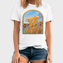 Cartoon Labrador Dog In Window Glass, Tricou Barbati (Unisex)