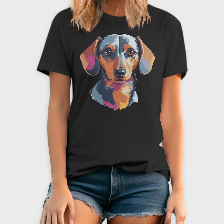 Colorful Dachshund Portrait, Tricou Barbati (Unisex)