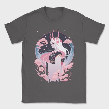 Demon Japanese Fantasy Girl Sorceress Horn Sakura, Tricou Barbati (Unisex)