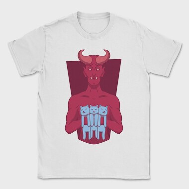 Devil With Cat Holding Kittens, Tricou Barbati (Unisex)