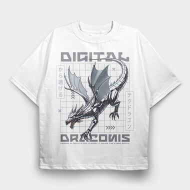 Digital Dragon Trend, Tricou Oversize Barbati (Unisex)
