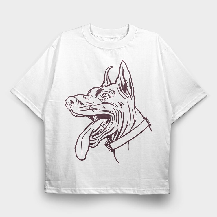 Dobermann Dog, Tricou Oversize Barbati (Unisex)