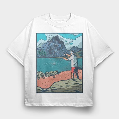 Fly Fisherman, Tricou Oversize Barbati (Unisex)