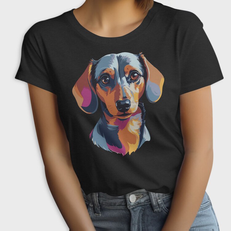 Colorful Dachshund Portrait, Tricou Femei