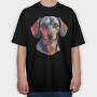 Colorful Dachshund Portrait, Tricou Oversize Barbati (Unisex)