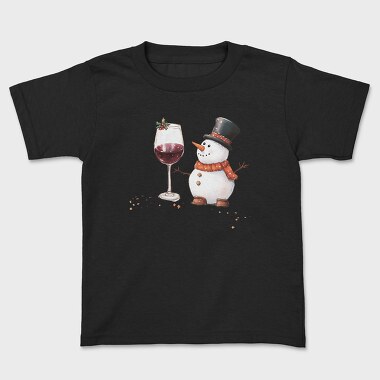 Watercolor Snowman Wine, Tricou Copii