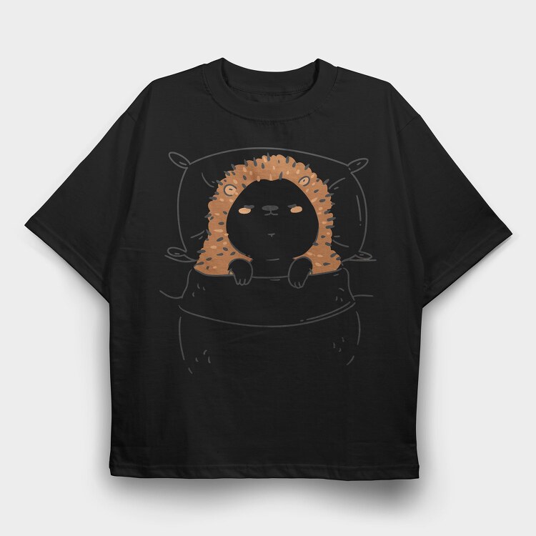 Cute Sleeping Hedgehog, Tricou Oversize Barbati (Unisex)