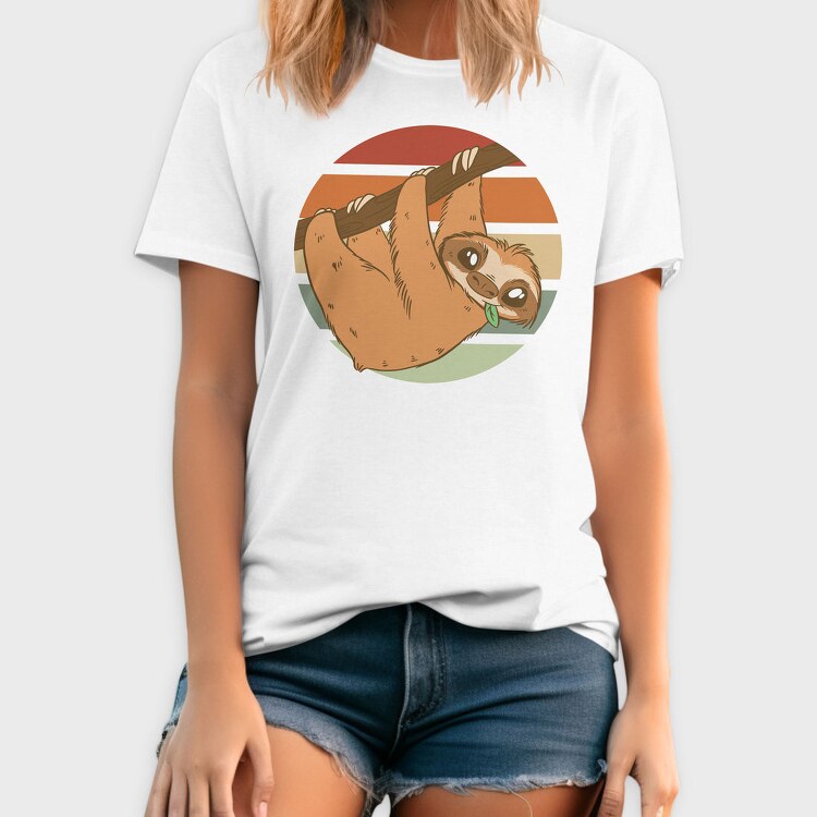 Cute Sloth In Retro Sunset, Tricou Barbati (Unisex)