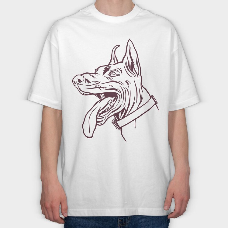 Dobermann Dog, Tricou Oversize Barbati (Unisex)
