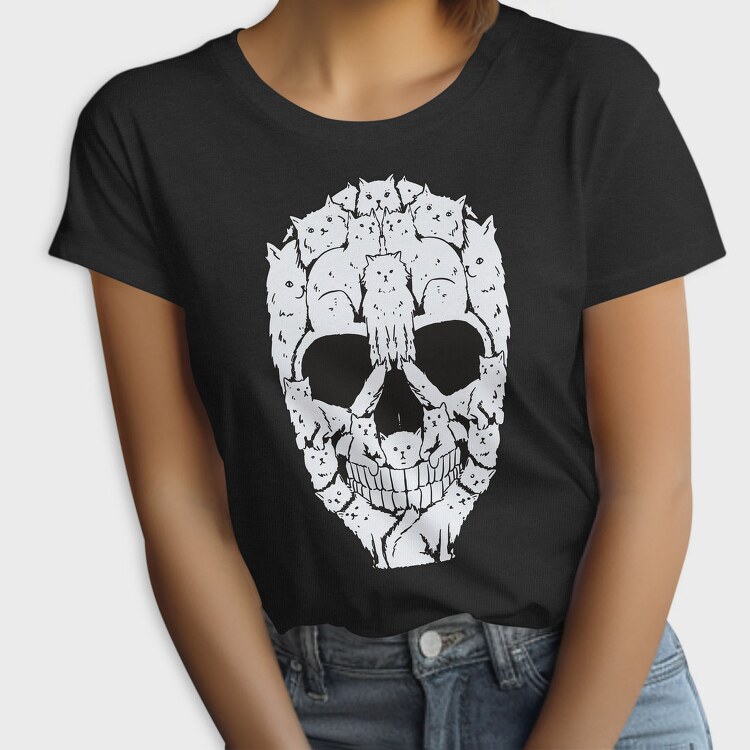 Skull Made Of Cat Animals, Tricou Femei
