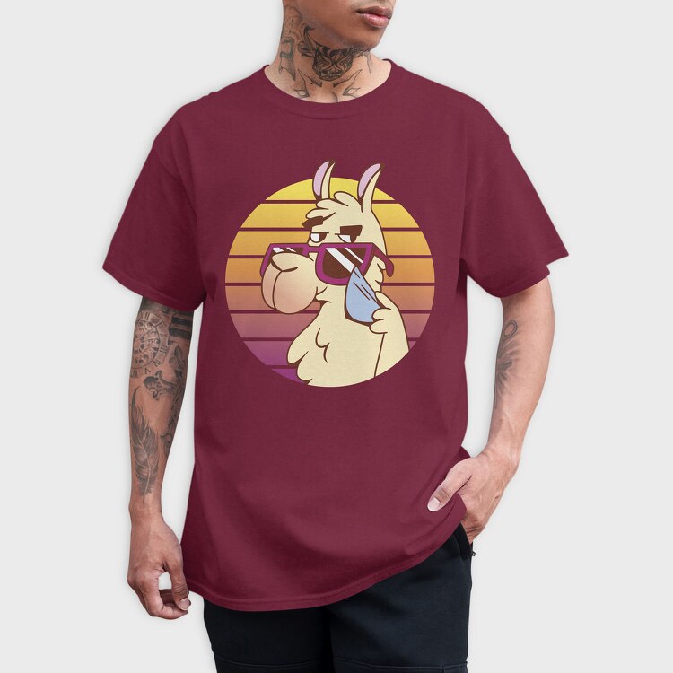 Llama Animal With Sunglasses, Tricou Barbati (Unisex)