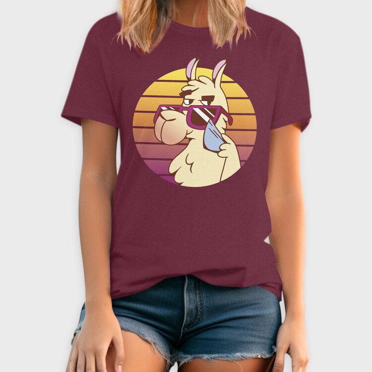 Llama Animal With Sunglasses, Tricou Barbati (Unisex)
