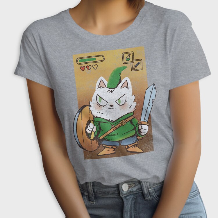 Cartoon Medieval Knight Warrior Cat, Tricou Femei
