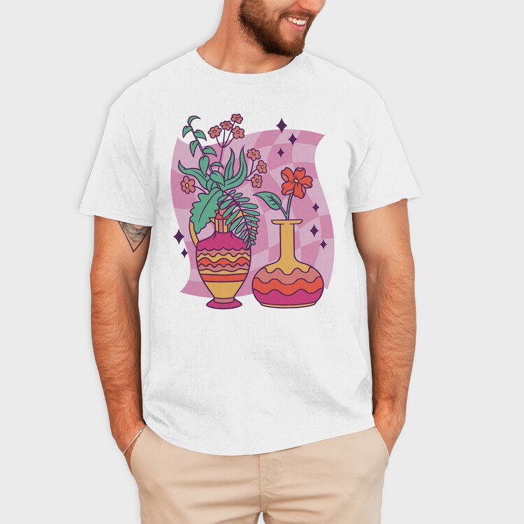 Colorful Flower Vases, Tricou Barbati (Unisex)