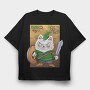 Cartoon Medieval Knight Warrior Cat, Tricou Oversize Barbati (Unisex)
