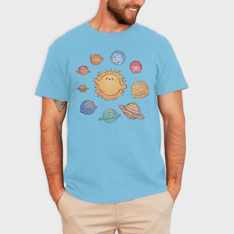 Cute Solar System With Planets Kawaii, Tricou Barbati (Unisex)