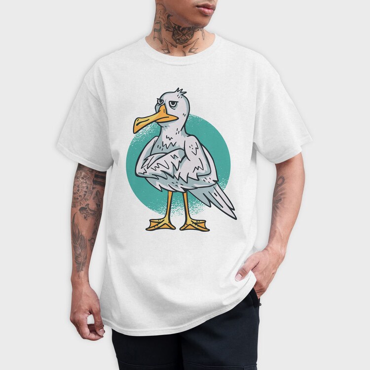 Cartoon Seagull Bird Angry, Tricou Barbati (Unisex)