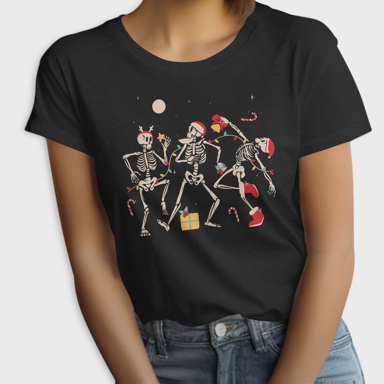 Quirky Christmas Dancing Skeletons, Tricou Femei