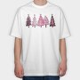 Watercolor Pink Trees, Tricou Oversize Barbati (Unisex)